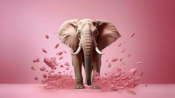 a poster that has a pink elephant on it photo