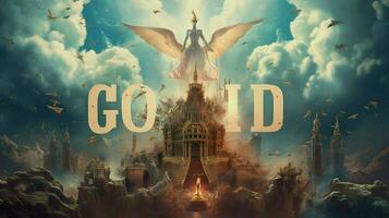 a poster that has the word god on it photo