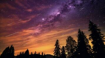 a starry night sky with a shooting star photo