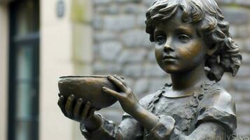 a statue of a girl with a pot in her hand photo