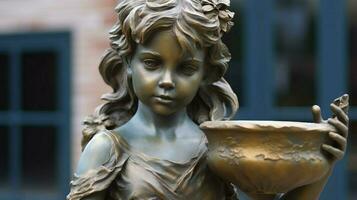 a statue of a girl with a pot in her hand photo