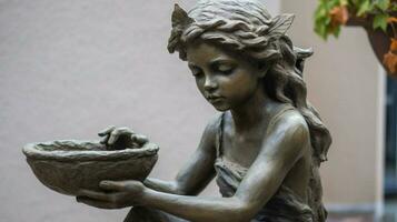a statue of a girl with a pot in her hand photo
