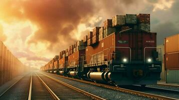 a train carrying cargo containers photo