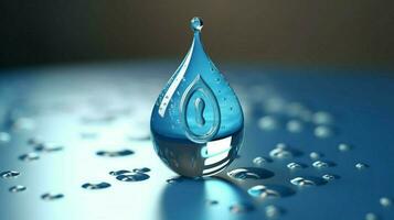 a water droplet with the word water on it photo