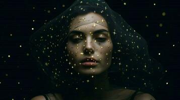 a woman with a face covered in stars photo