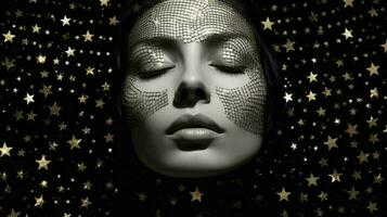 a woman with a face covered in stars photo