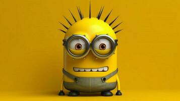 a yellow minions head with a head wearing a yello photo
