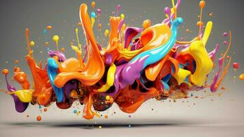 abstract art with colorful splash 3d photo