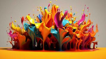 abstract art with colorful splash 3d photo