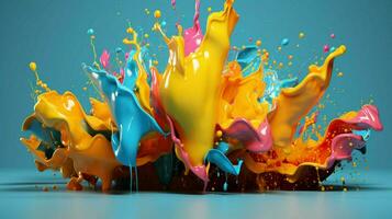 abstract art with colorful splash 3d photo