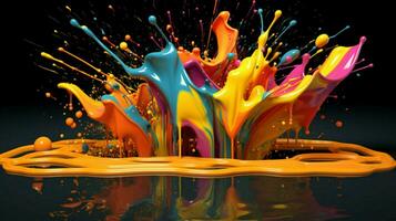 abstract art with colorful splash 3d photo