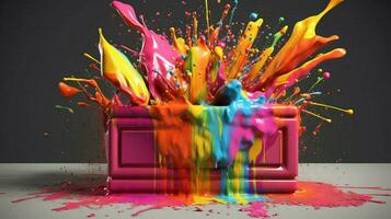 abstract art with colorful splash 3d photo