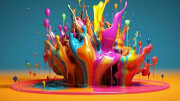 abstract art with colorful splash 3d photo