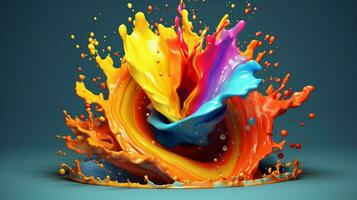 abstract art with colorful splash 3d photo