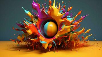 abstract art with colorful splash 3d photo