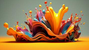 abstract art with colorful splash 3d photo