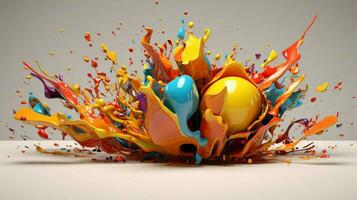 abstract art with colorful splash 3d photo