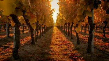 autumn sun shining through the vines illuminating photo