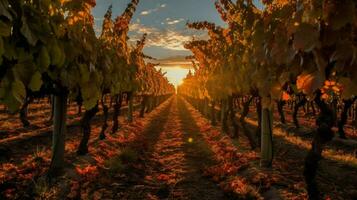 autumn sun shining through the vines illuminating photo