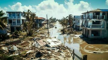 awful devastation after hurricane on houses and p photo