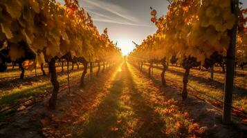 autumn sun shining through the vines illuminating photo