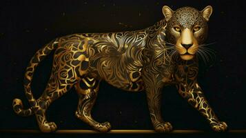 black cheetah tiger in golden pattern photo