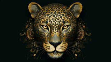 negro leopardo Tigre en dorado modelo foto