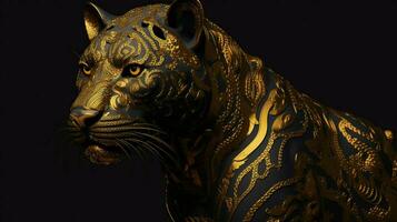 black cheetah tiger in golden pattern photo