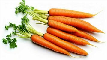 zanahorias en un blanco antecedentes con el palabra carro foto