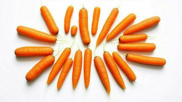 zanahorias en un blanco antecedentes con el palabra carro foto