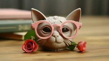 cat cute stylish glasses photo