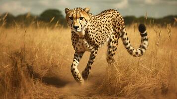 cheetah stalking at field photo