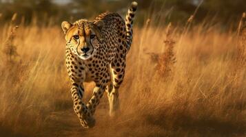 cheetah stalking at field photo