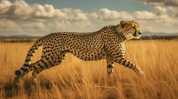 cheetah stalking at field photo