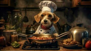 chef dog cooking photo