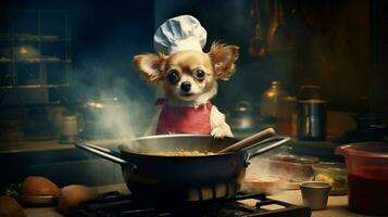 chef dog cooking photo