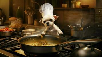 chef dog cooking photo