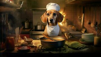 chef dog cooking photo