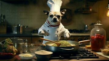 chef dog cooking food photo