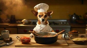 chef dog cooking photo