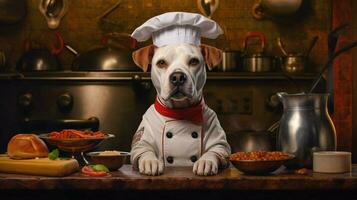 chef dog portrait cooking photo