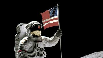 chino astronauta Luna con bandera foto