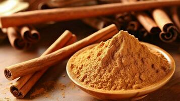 cinnamon sticks powder photo