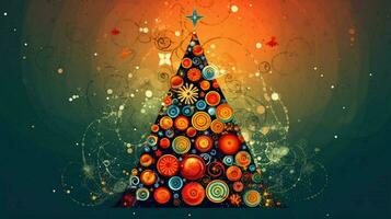 decorated christmas tree illustration ai generative photo