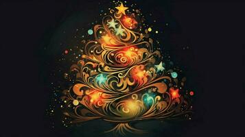 decorated christmas tree illustration ai generative photo