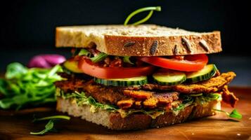 delicious vegan sandwich with a crunchy texture photo