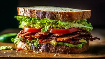 delicious vegan sandwich with a crunchy texture photo