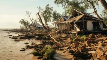 destruction caused by hurricane in country photo