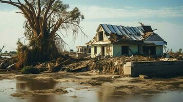 destrucción causado por huracán en país foto