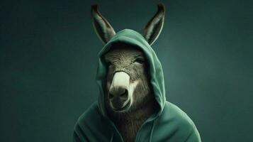 donkey with a hoodie and a hoodie photo